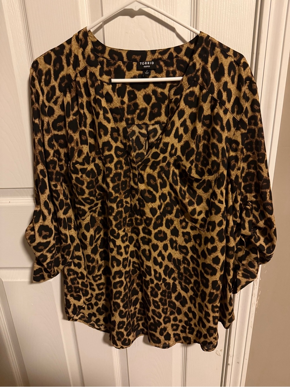 torrid Leopard Print V-Neck Blouse - Brown & Black
